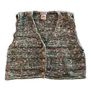 Vintage 62 East Women’s Navy and White Knit Button Vest Spruce Green